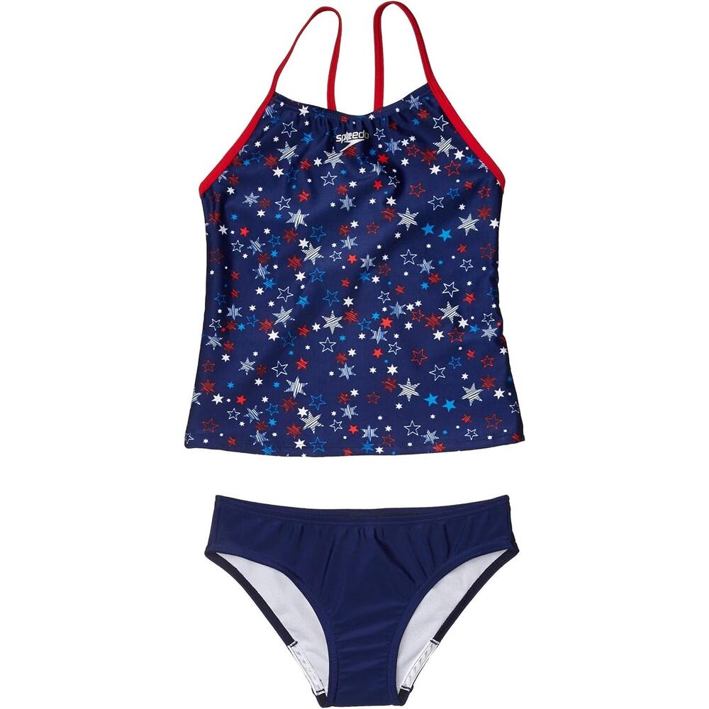 NWT Speedo Kids Girl's Print Tankini Two-Piece sz 16